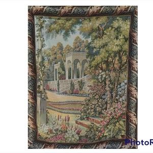 Large Lake Como Italy Gazebo Terrace Garden Tapestry Wall Hanging 50”x64